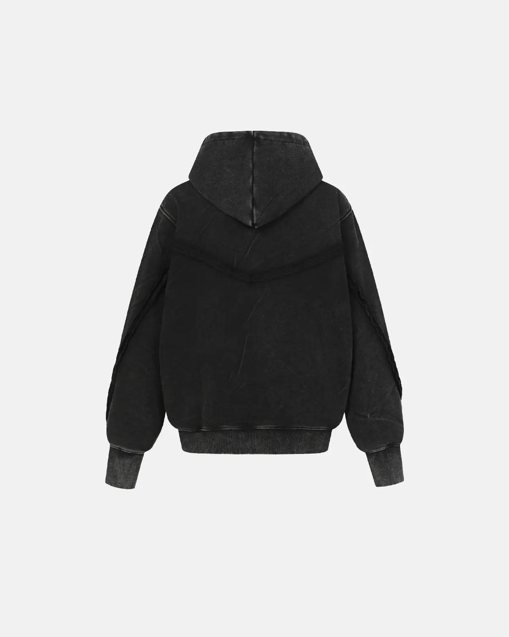 Washed Boxy Asymmetric Zip Up Hoodie | Flation Streetwear