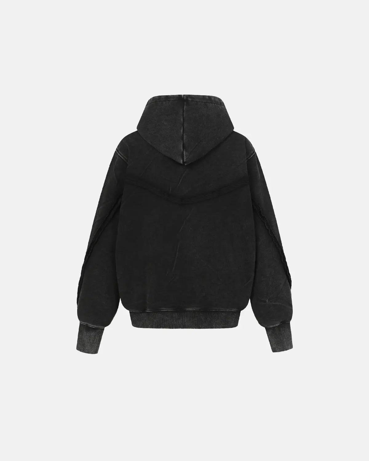 Washed Boxy Asymmetric Zip Up Hoodie | Flation Streetwear