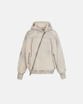 Washed Boxy Asymmetric Zip Up Hoodie | Flation Streetwear