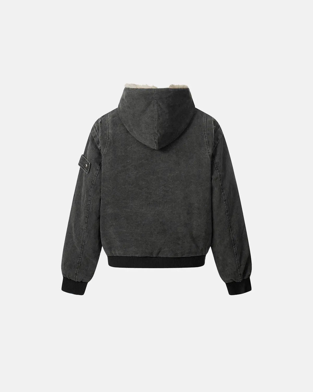 Faux Fur Lined Washed Hooded Jacket | Flation Streetwear