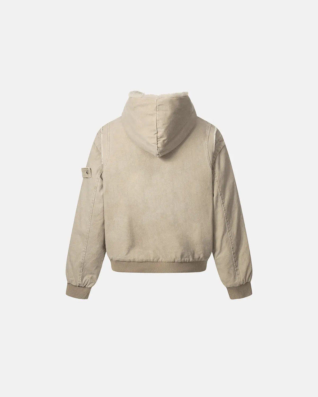 Faux Fur Lined Washed Hooded Jacket | Flation Streetwear