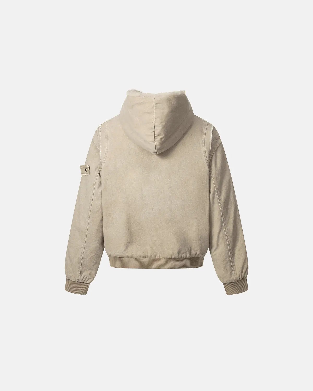 Faux Fur Lined Washed Hooded Jacket | Flation Streetwear
