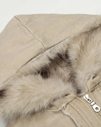 Faux Fur Lined Washed Hooded Jacket | Flation Streetwear