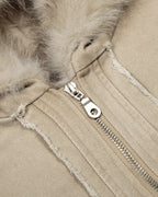 Faux Fur Lined Washed Hooded Jacket | Flation Streetwear