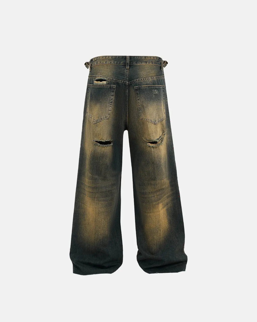 Dirty Wash Rhinestone Baggy Jeans | Flation Streetwear