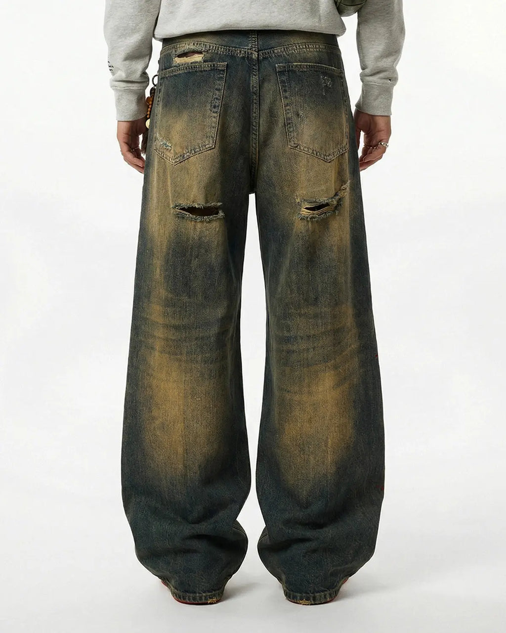 Dirty Wash Rhinestone Baggy Jeans | Flation Streetwear