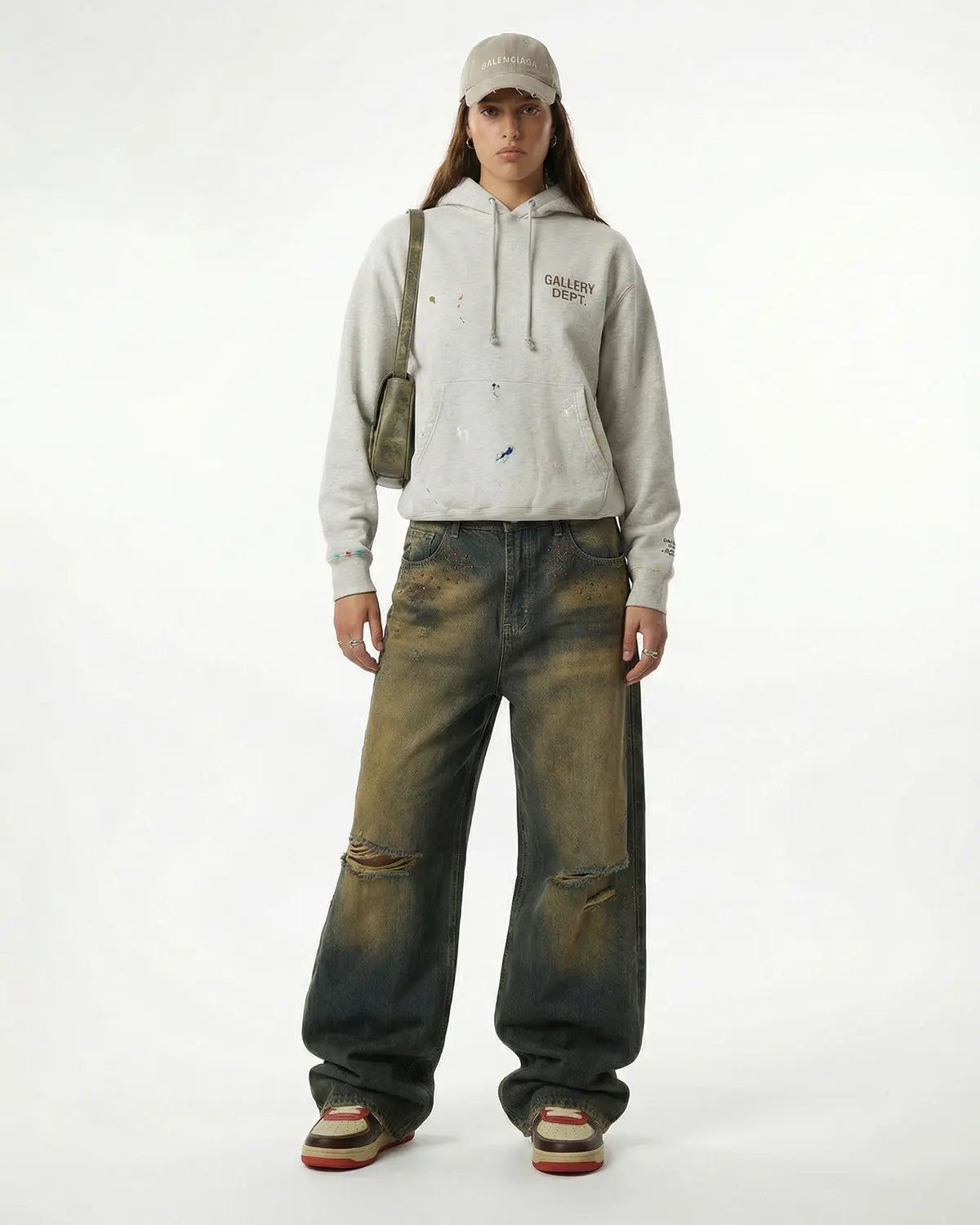 Dirty Wash Rhinestone Baggy Jeans | Flation Streetwear