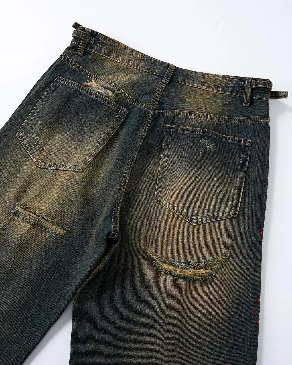 Dirty Wash Rhinestone Baggy Jeans | Flation Streetwear