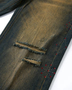Dirty Wash Rhinestone Baggy Jeans | Flation Streetwear