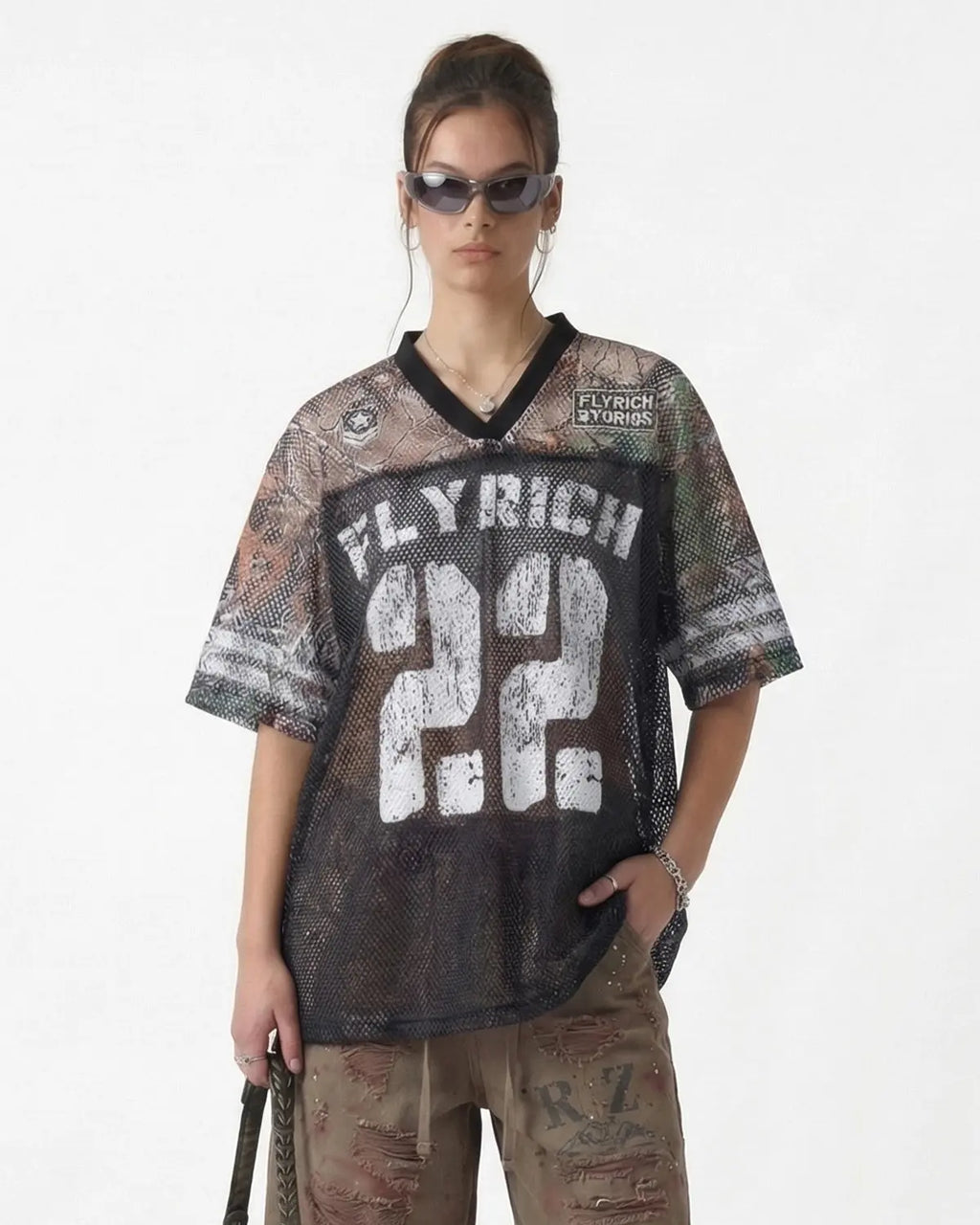 Camo Mesh Digital Print Jersey Tee | Flation Streetwear