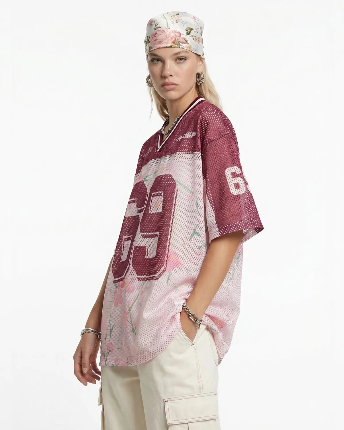 Floral Digital Print Mesh Jersey | Flation Streetwear