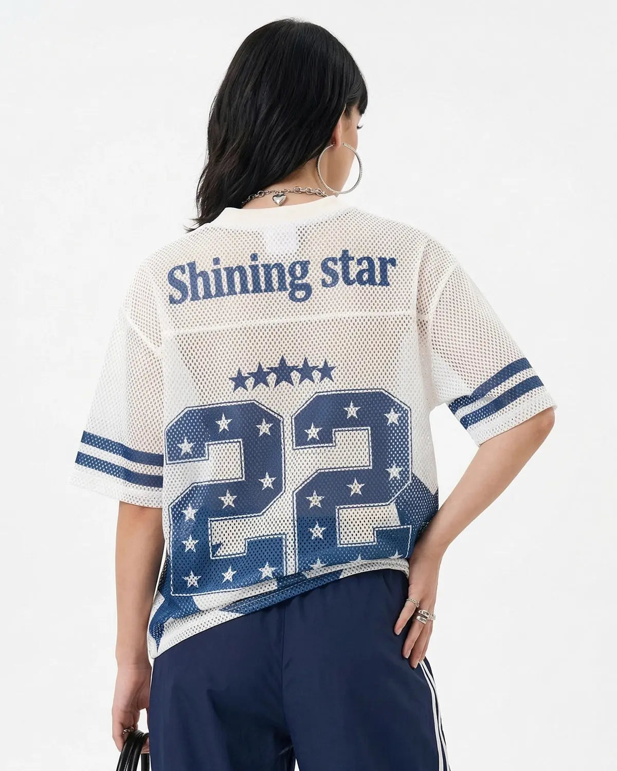 Star Graphic Oversized Mesh Jersey | Flation Streetwear