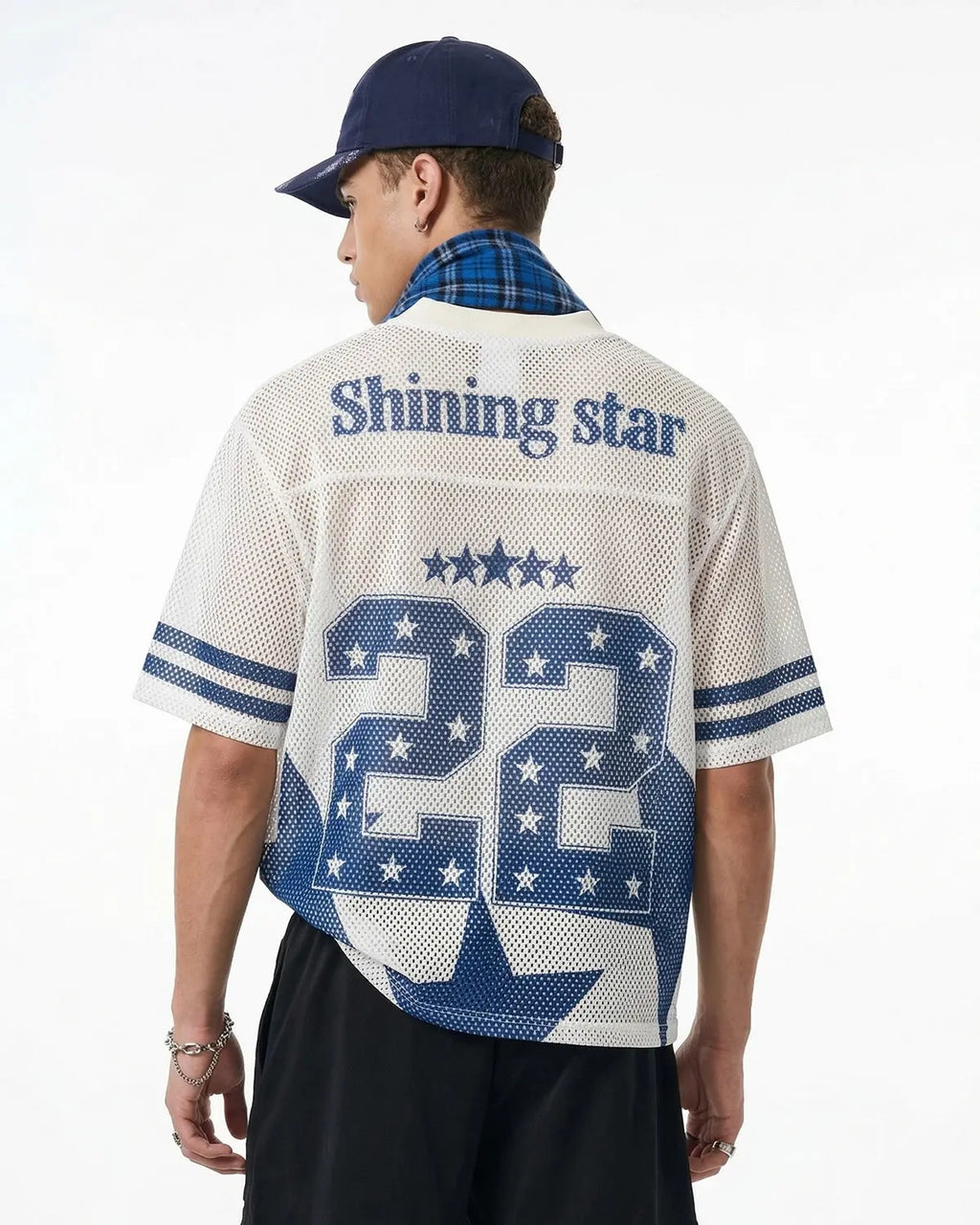 Star Graphic Oversized Mesh Jersey | Flation Streetwear
