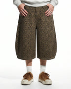 Leopard Print Barrel Longline Shorts | Flation Streetwear