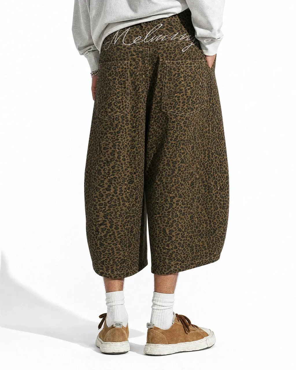 Leopard Print Barrel Longline Shorts | Flation Streetwear