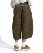 Leopard Print Barrel Longline Shorts | Flation Streetwear