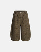 Leopard Print Barrel Longline Shorts | Flation Streetwear
