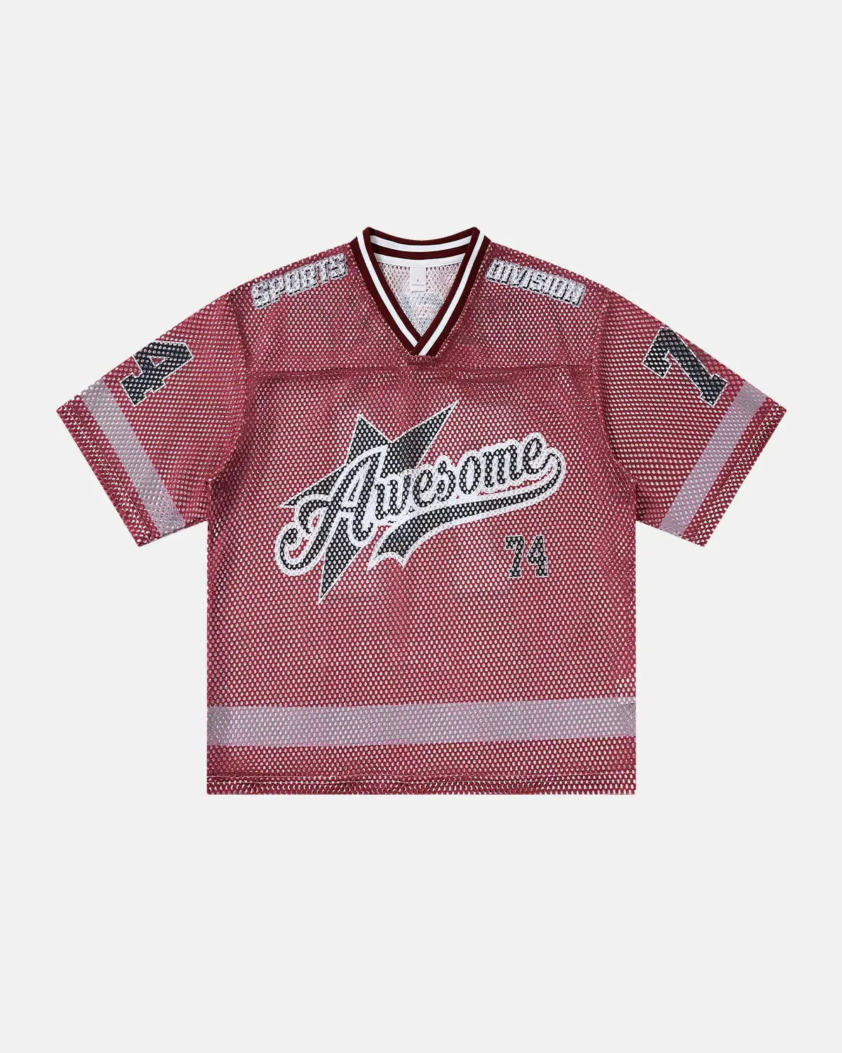 V-neck Graphic Mesh Jersey | Flation Streetwear