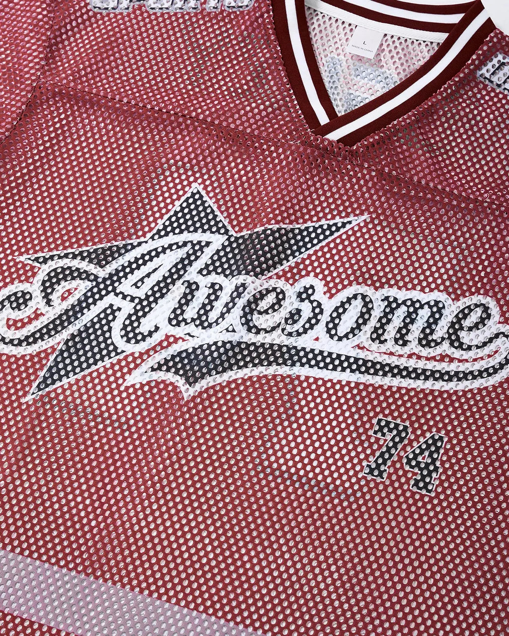 V-neck Graphic Mesh Jersey | Flation Streetwear