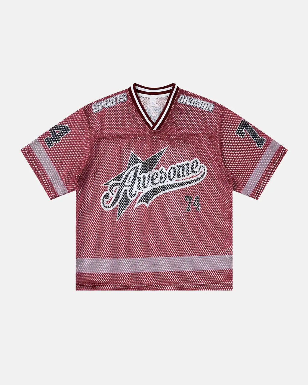 V-neck Graphic Mesh Jersey | Flation Streetwear