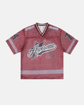 V-neck Graphic Mesh Jersey | Flation Streetwear