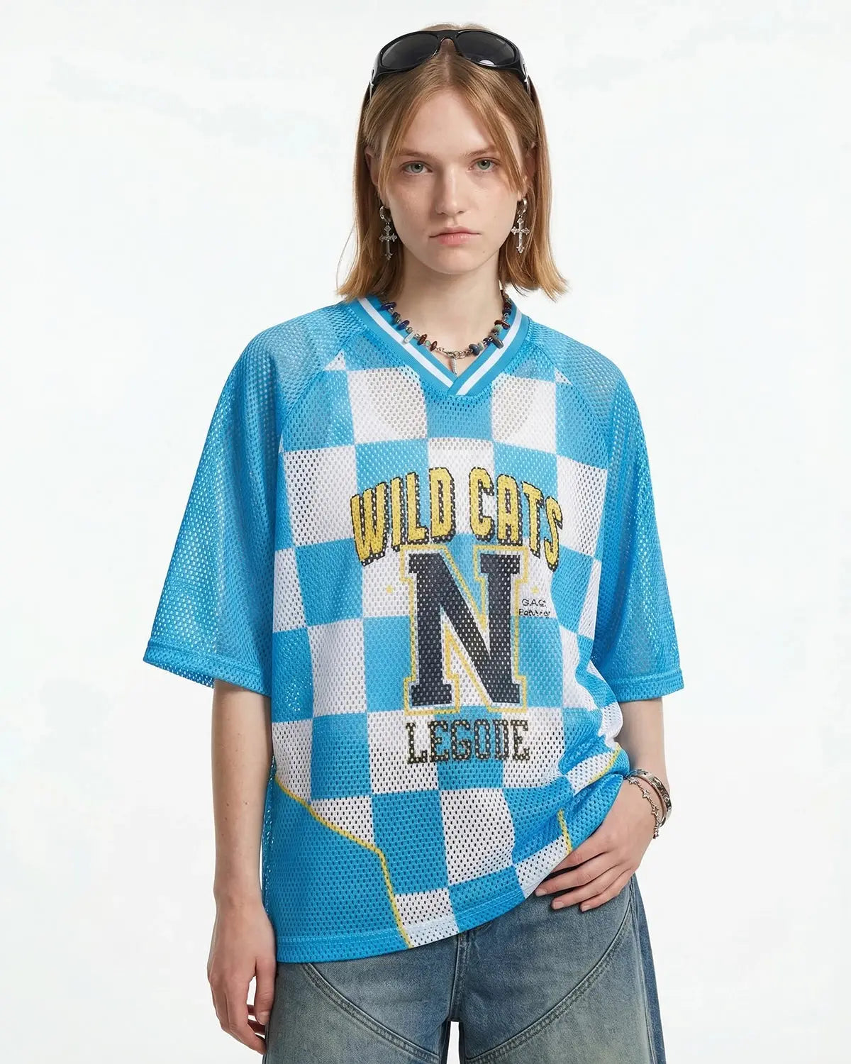 Varsity Checkerboard Mesh Jersey | Flation Streetwear