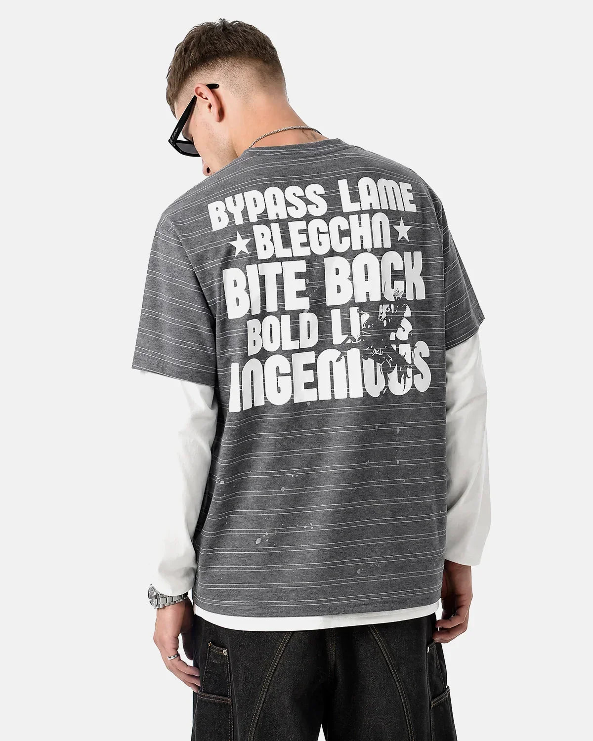 Layered Henley Stripe T-Shirt | Flation Streetwear