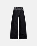 Leopard Patchwork Raw Straight-leg Jeans | Flation Streetwear