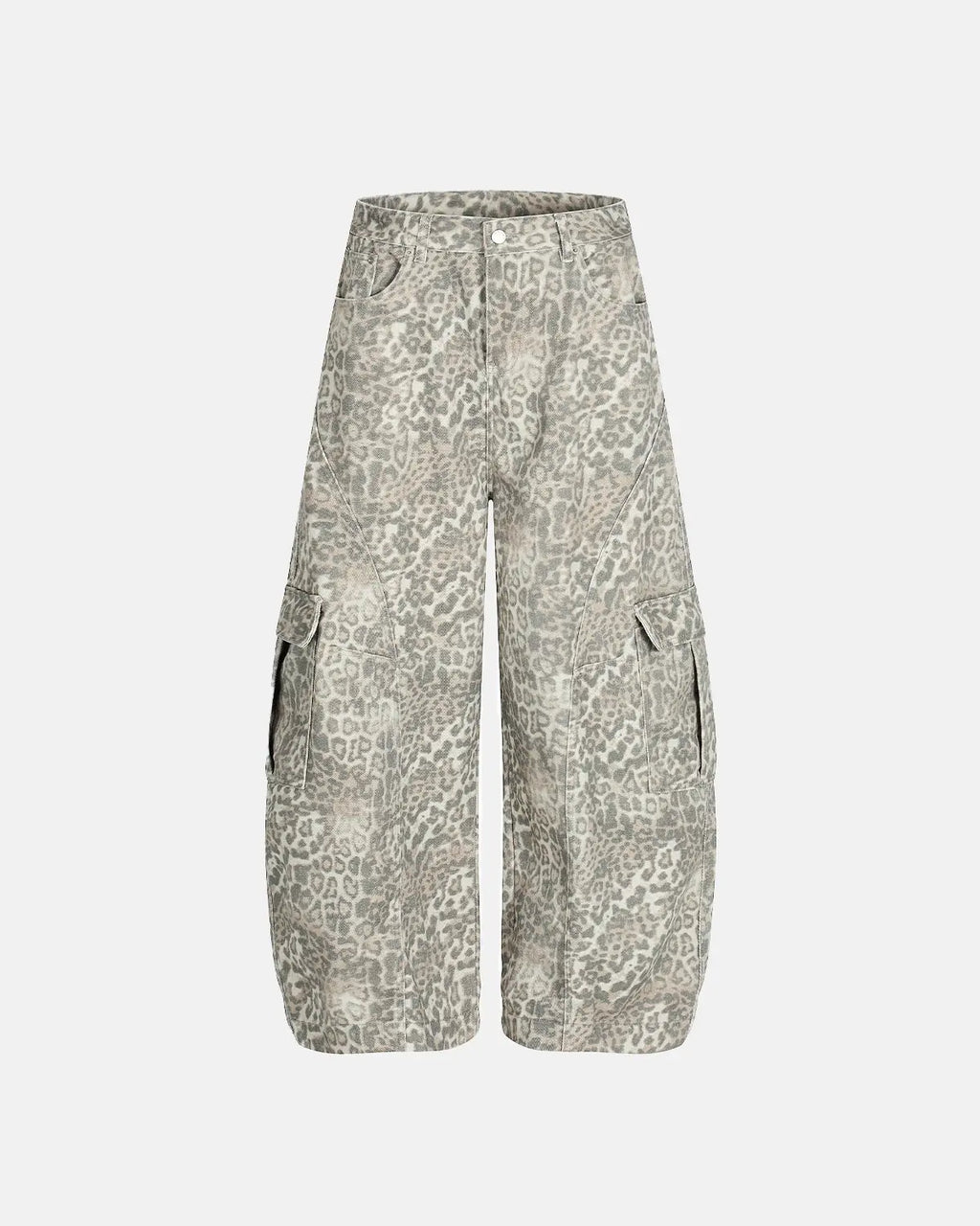 Leopard Pattern Cargo Barrel Pants | Flation Streetwear