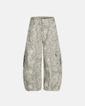 Leopard Pattern Cargo Barrel Pants | Flation Streetwear