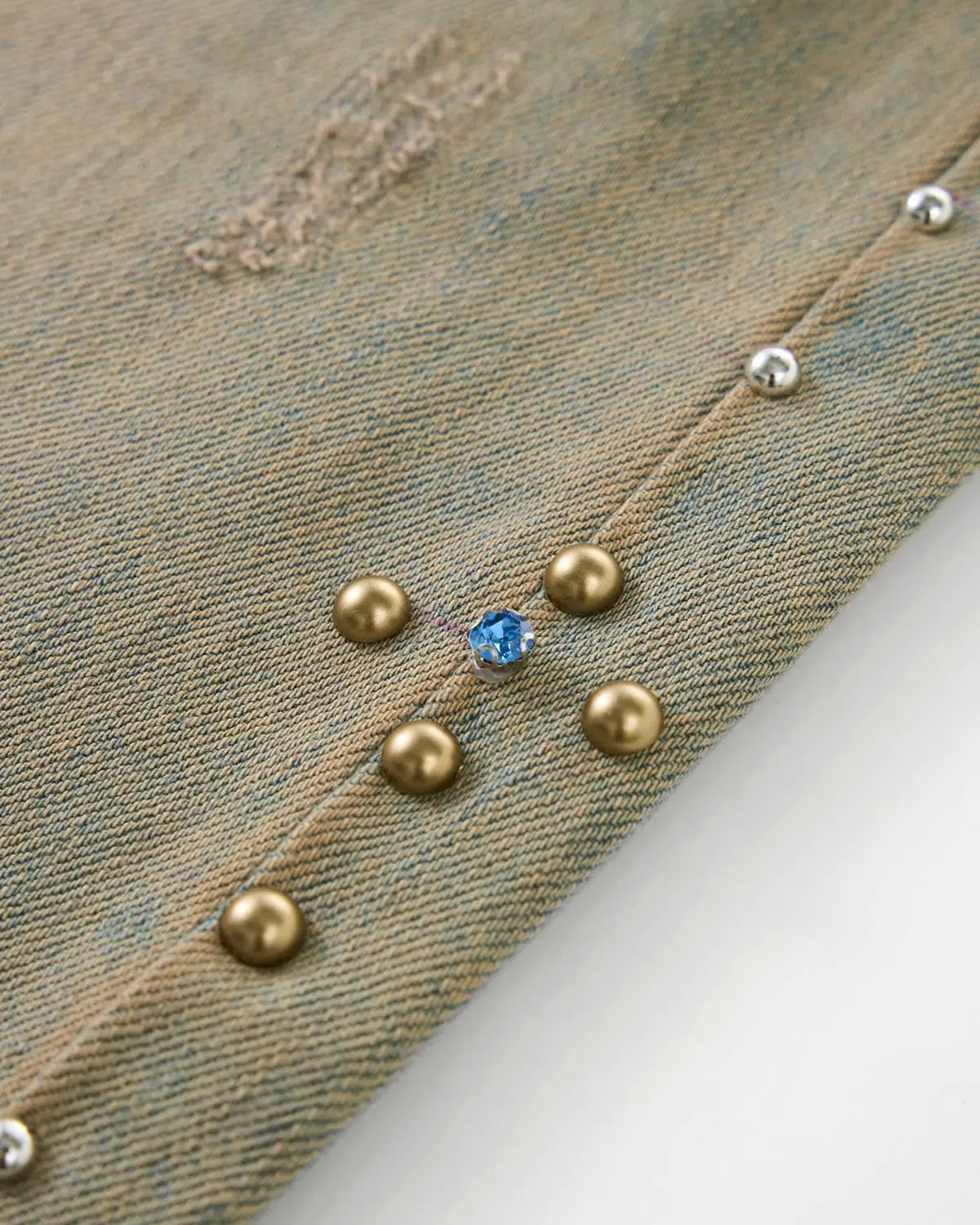 Beaded Studded Washed Baggy Jeans | Flation Streetwear