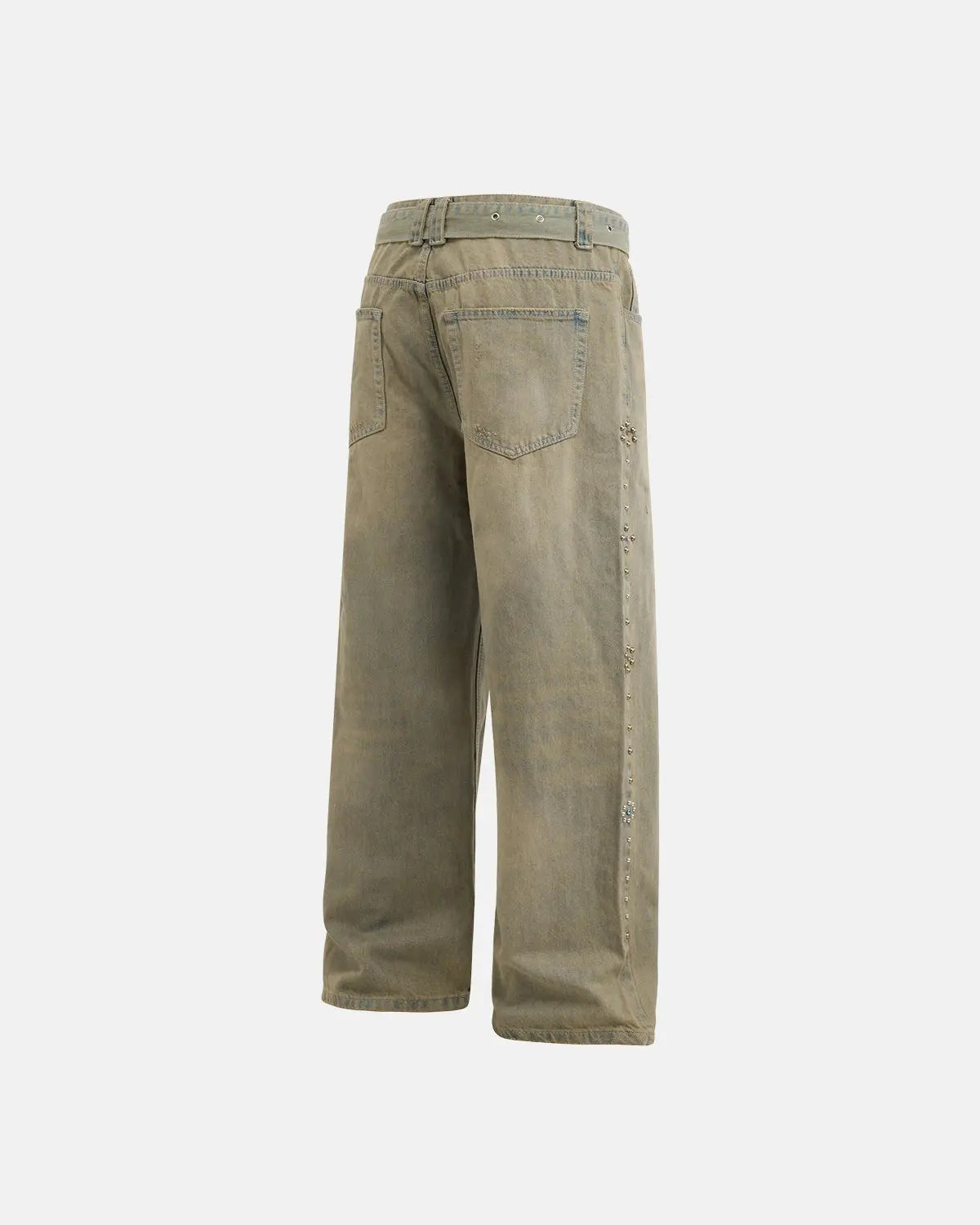 Beaded Studded Washed Baggy Jeans | Flation Streetwear