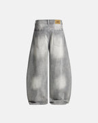 Blue Acid Wash Barrel Jeans | Flation Streetwear