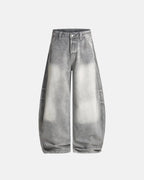 Blue Acid Wash Barrel Jeans | Flation Streetwear
