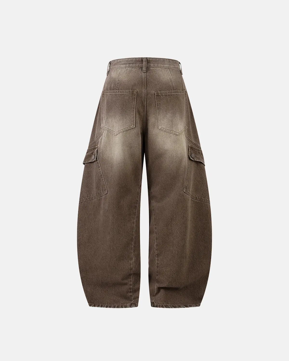 Brown Acid Wash Barrel Jeans | Flation Streetwear