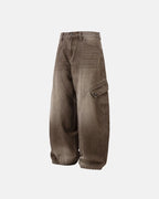 Brown Acid Wash Barrel Jeans | Flation Streetwear