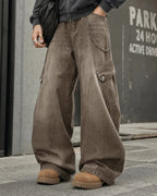 Brown Acid Wash Barrel Jeans | Flation Streetwear