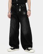 Distressed Eyelet Barrel Jeans | Flation Streetwear