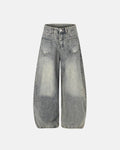 Distressed Eyelet Barrel Jeans | Flation Streetwear