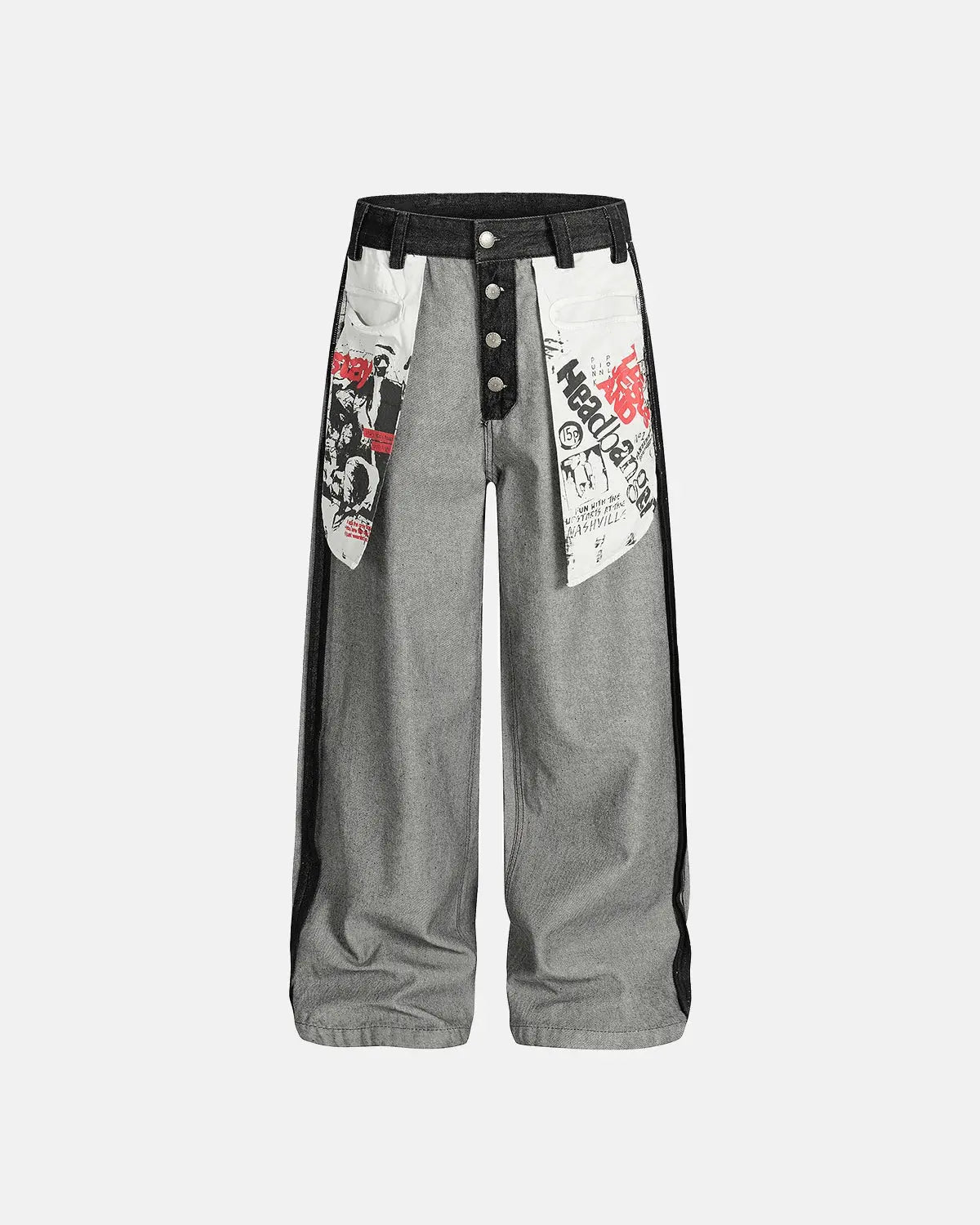 Distressed Reverse Design Baggy Jeans | Flation Streetwear