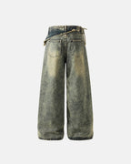 Distressed Washed Wide Leg Denim Jeans | Flation Streetwear