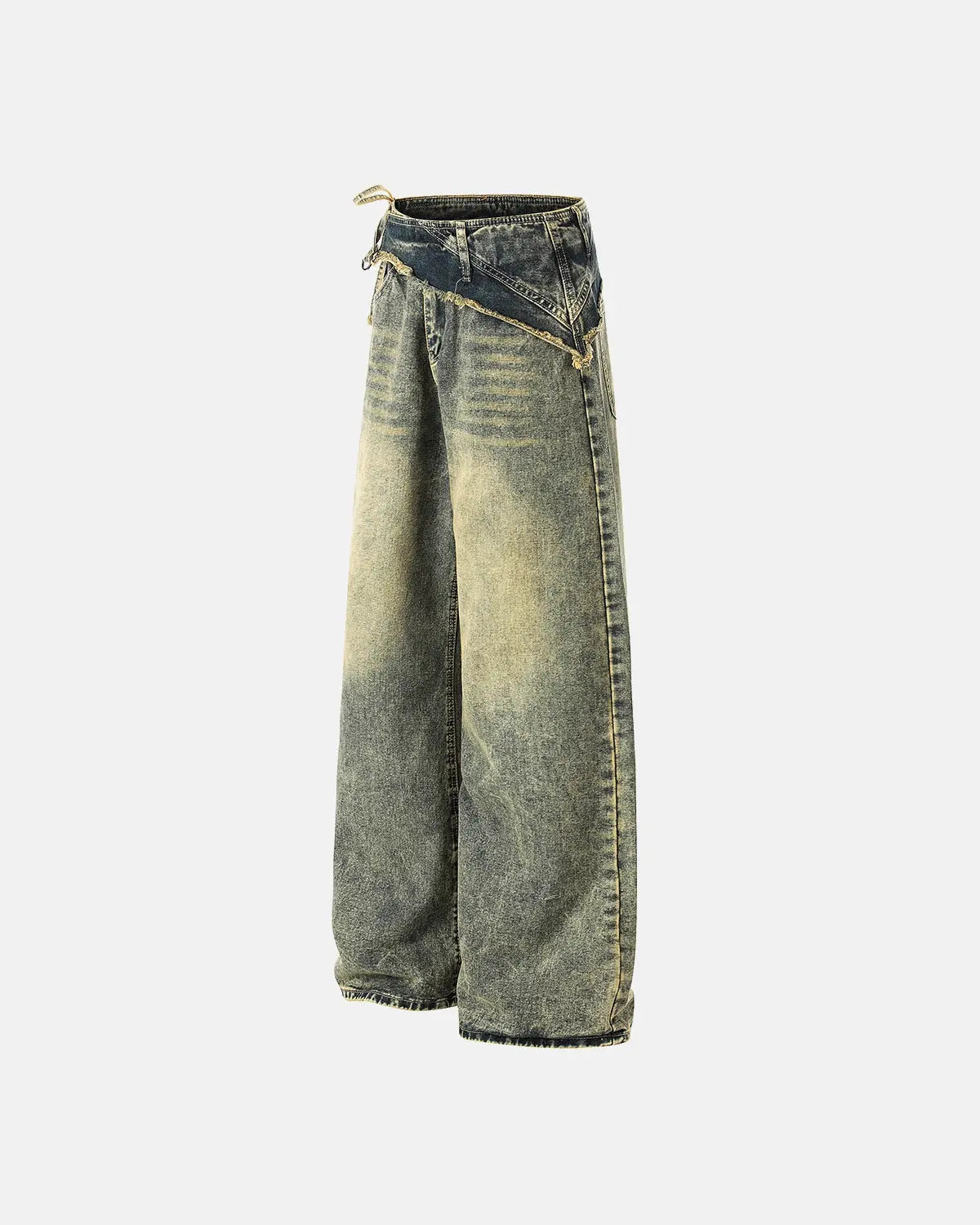 Distressed Washed Wide Leg Denim Jeans | Flation Streetwear