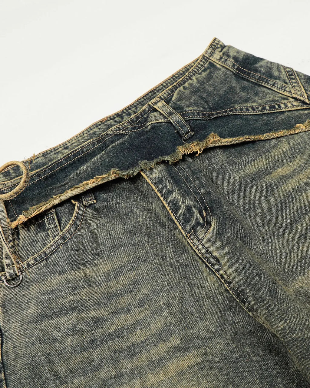 Distressed Washed Wide Leg Denim Jeans | Flation Streetwear