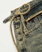 Distressed Washed Wide Leg Denim Jeans | Flation Streetwear