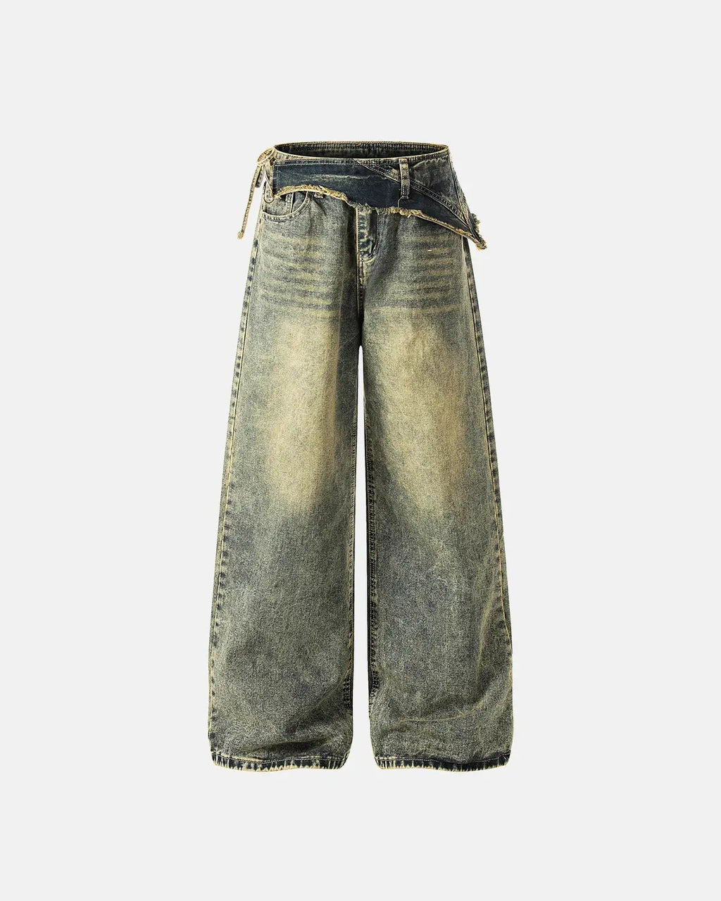 Distressed Washed Wide Leg Denim Jeans | Flation Streetwear