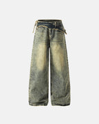 Distressed Washed Wide Leg Denim Jeans | Flation Streetwear