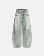 Double Waist Acid Washed Baggy Jeans | Flation streetwear
