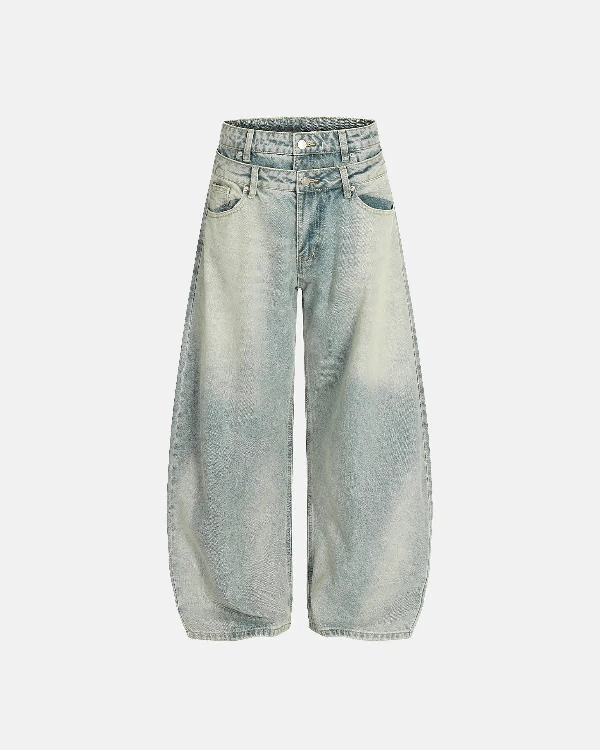 Double Waist Acid Washed Baggy Jeans | Flation streetwear