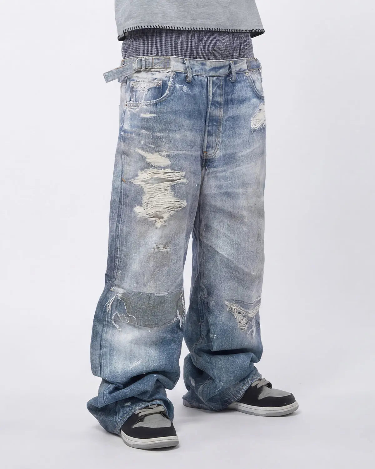 Layered Digital Print Baggy Jeans | Flation Streetwear