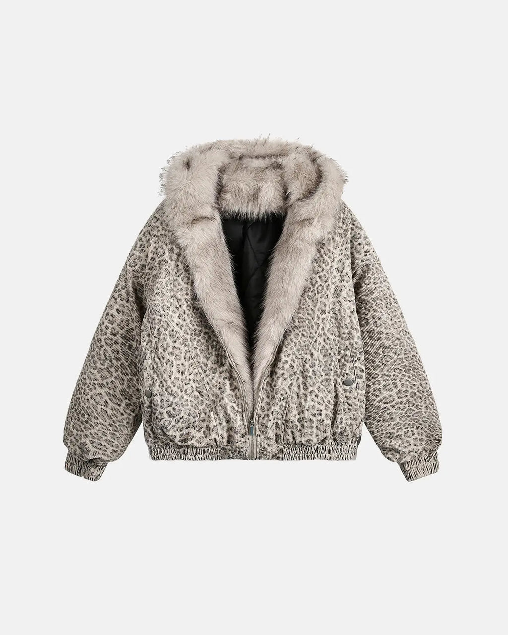 Leopard Faux Fur Lined Bomber Jacket | Flation Streetwear